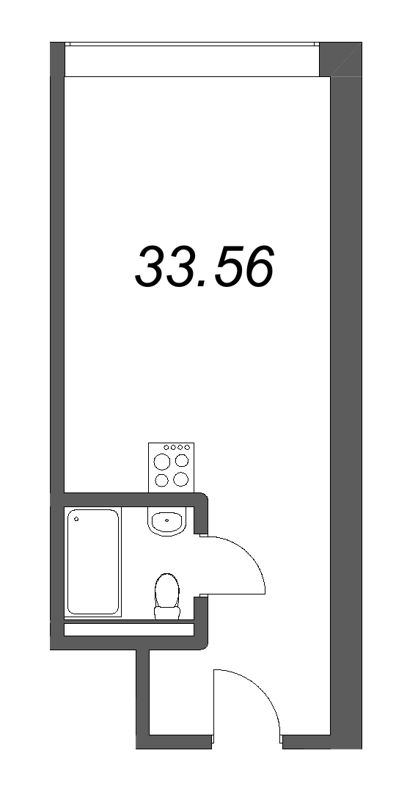 Квартира-студия, 33.56 м² - планировка, фото №1