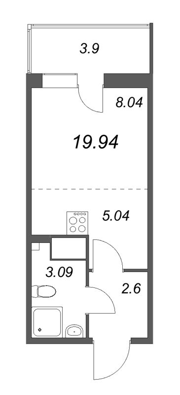 Квартира-студия, 19.94 м² - планировка, фото №1