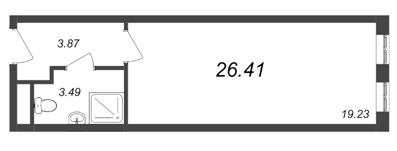 Квартира-студия, 26.1 м² в ЖК "Начало" - планировка, фото №1