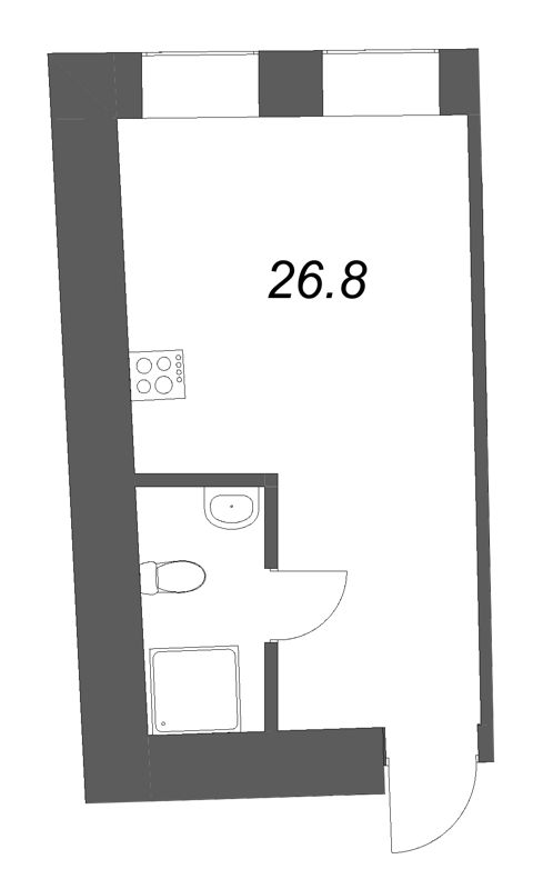 Квартира-студия, 26.8 м² - планировка, фото №1