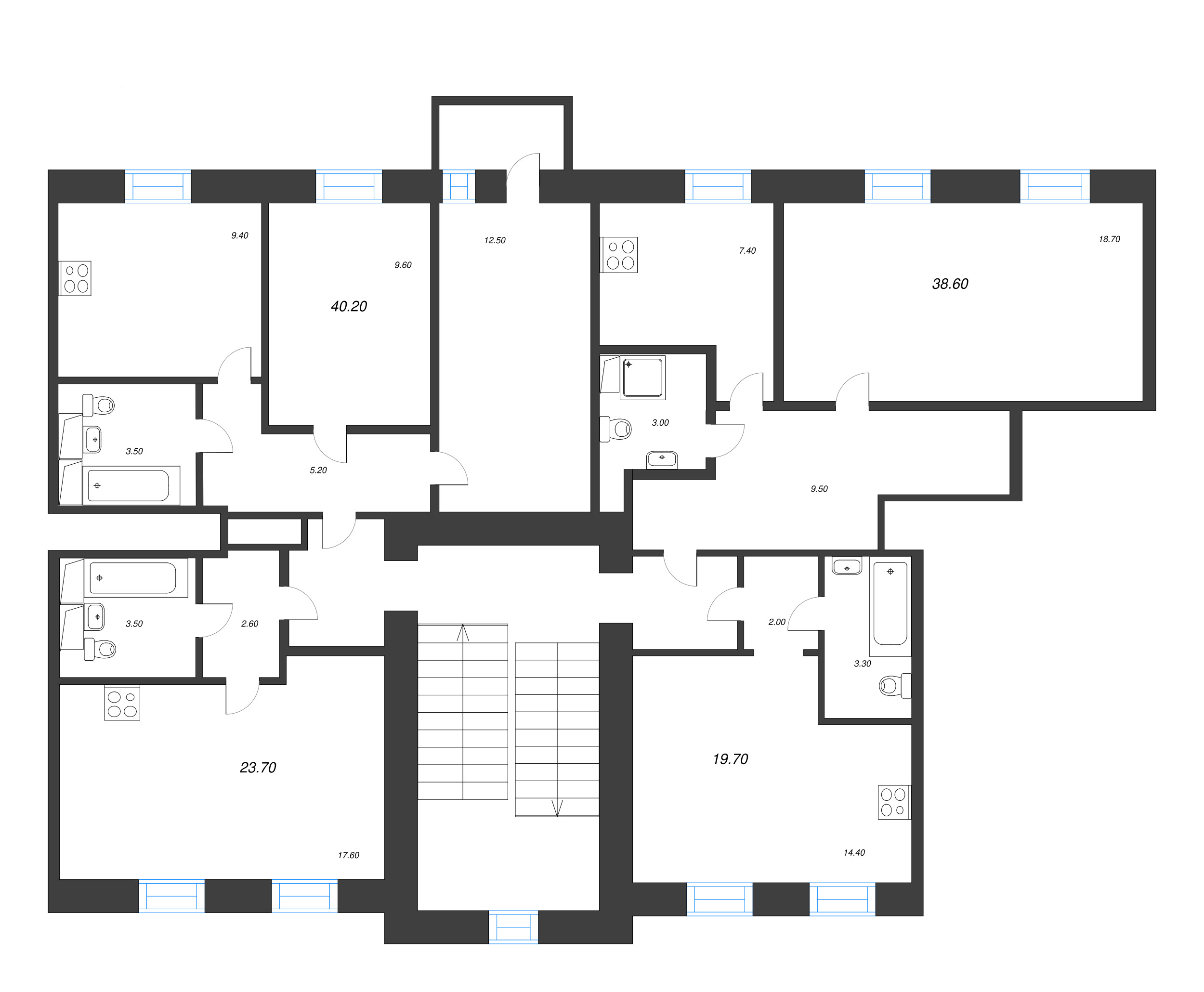 Квартира-студия, 21.5 м² в ЖК "Крона" - планировка этажа