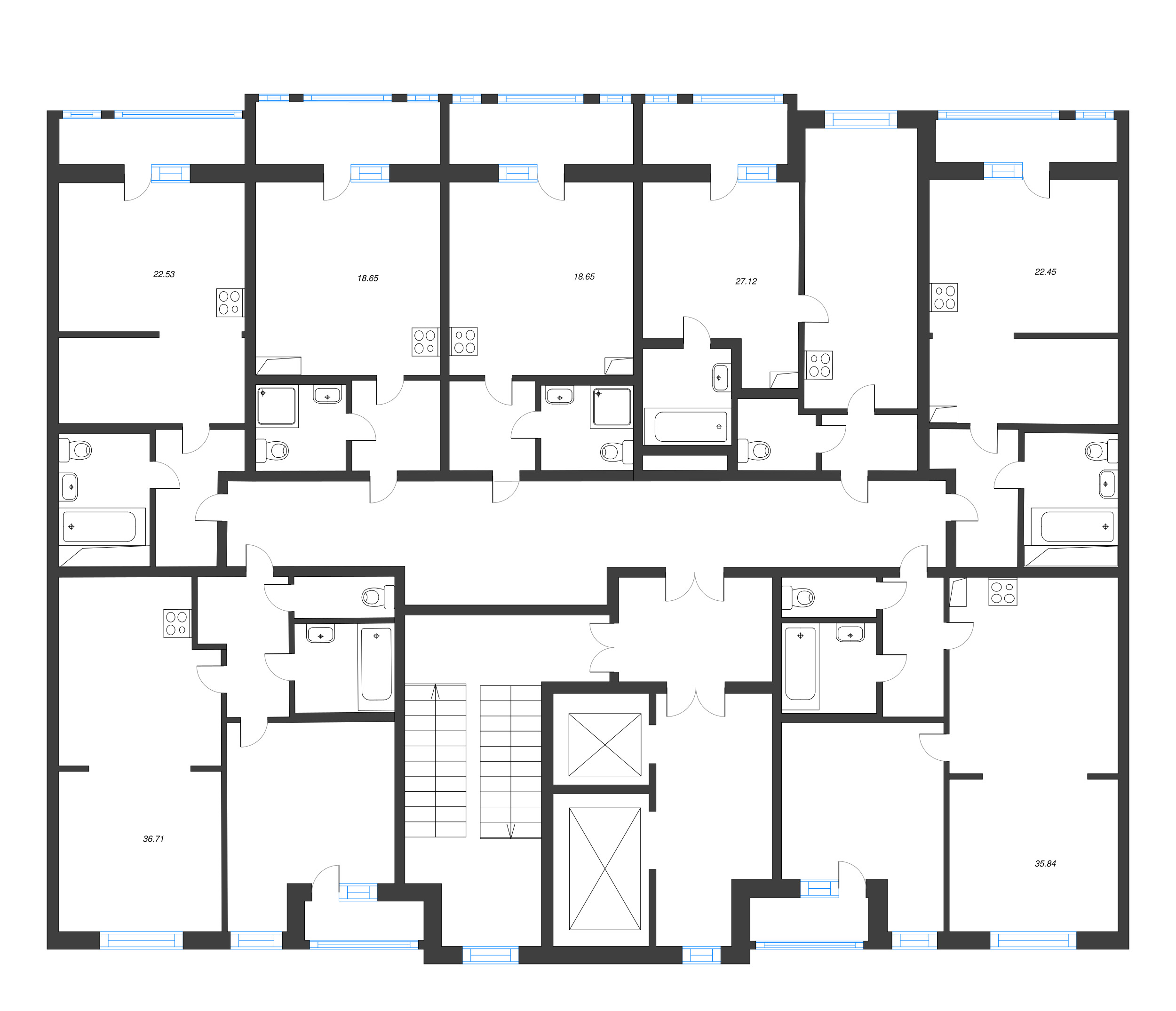1-комнатная квартира, 31.9 м² - планировка этажа