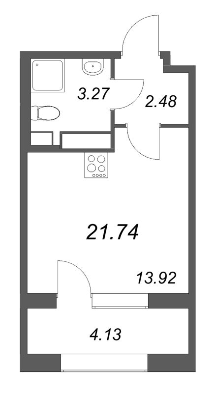 Квартира-студия, 21.74 м² в ЖК "Аурум" - планировка, фото №1