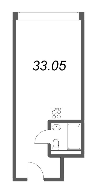 Квартира-студия, 33.05 м² в ЖК "Well Московский" - планировка, фото №1