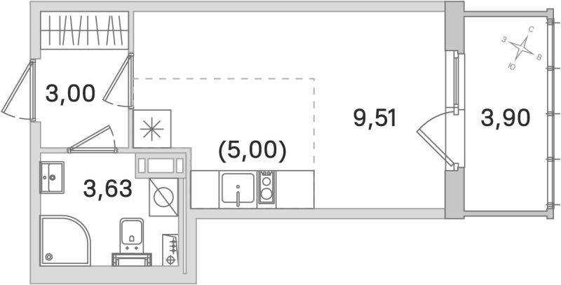Квартира-студия, 21.14 м² в ЖК "Любоград" - планировка, фото №1