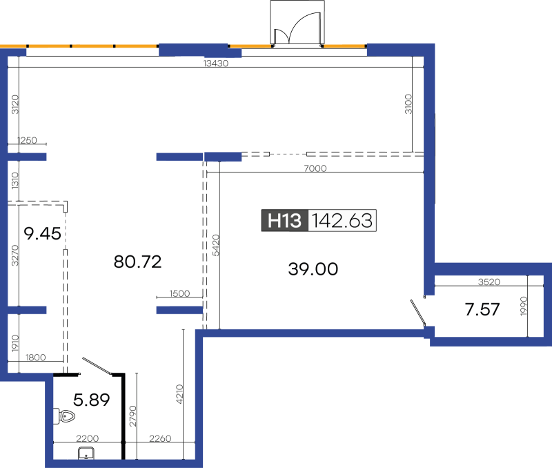 Помещение, 142.63 м² в ЖК "GloraX Балтийская" - планировка, фото №1