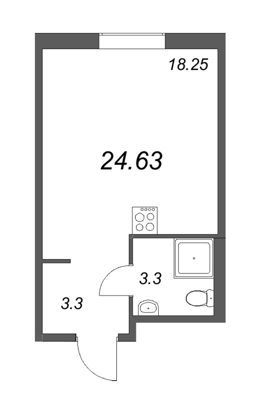 Квартира-студия, 24.63 м² - планировка, фото №1
