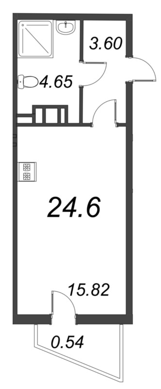 Квартира-студия, 24.6 м² в ЖК "VEREN NORT сертолово" - планировка, фото №1