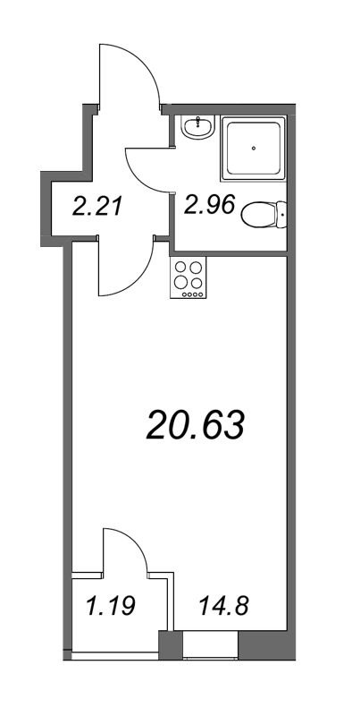 Квартира-студия, 20.2 м² в ЖК "FoRest Аквилон" - планировка, фото №1