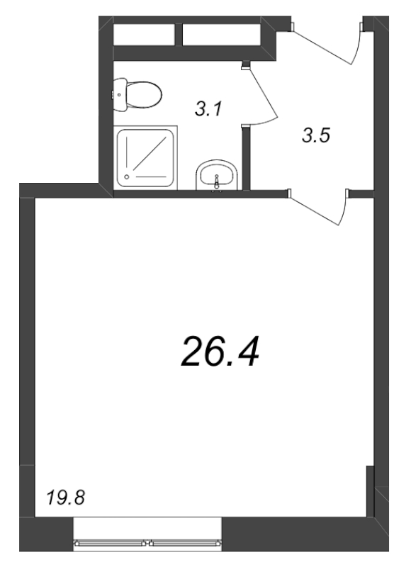 Квартира-студия, 26.1 м² в ЖК "Zoom на Неве" - планировка, фото №1