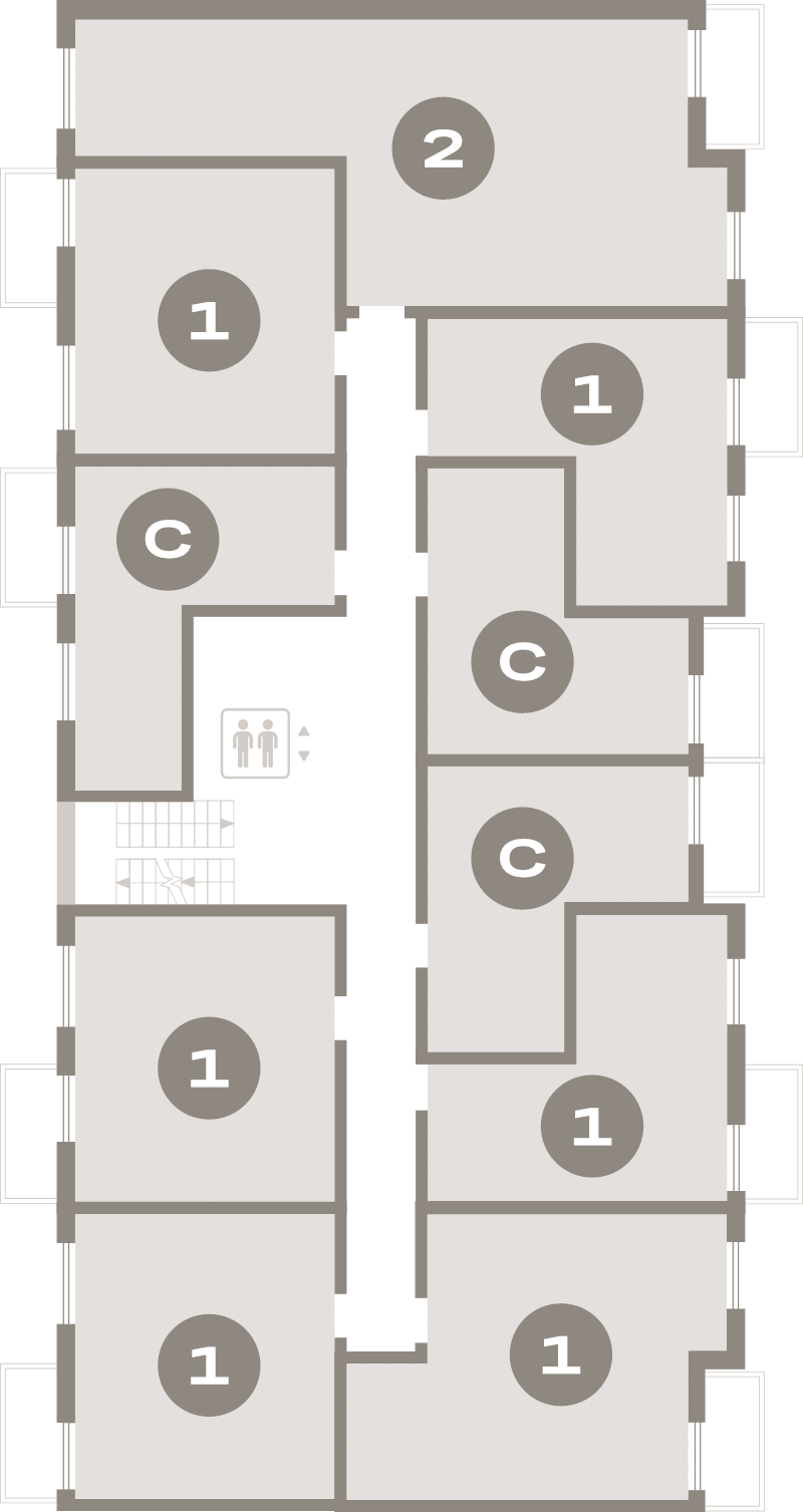 2-комнатная (Евро) квартира, 41.2 м² в ЖК "Брусника в Новоселье" - планировка этажа
