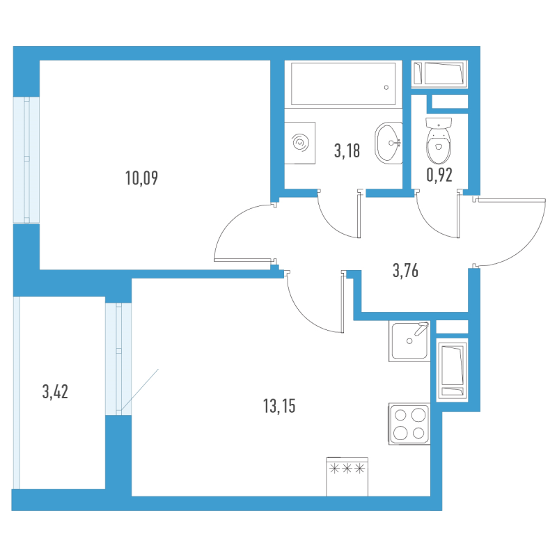 1-комнатная квартира, 32.81 м² в ЖК "Аэросити" - планировка, фото №1