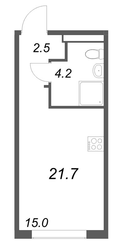 Квартира-студия, 21.7 м² - планировка, фото №1
