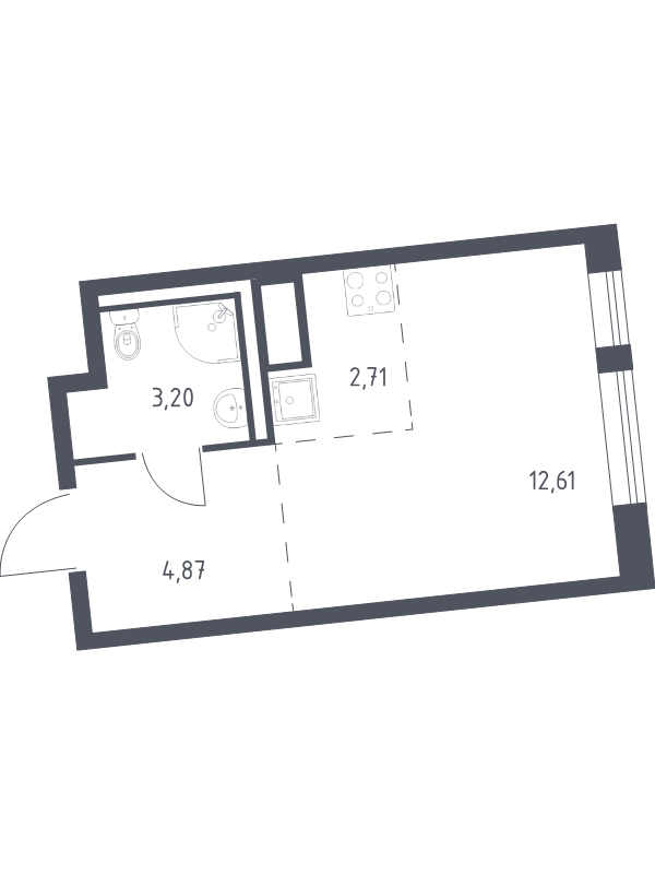 Квартира-студия, 23.39 м² в ЖК "Квартал Лаголово" - планировка, фото №1