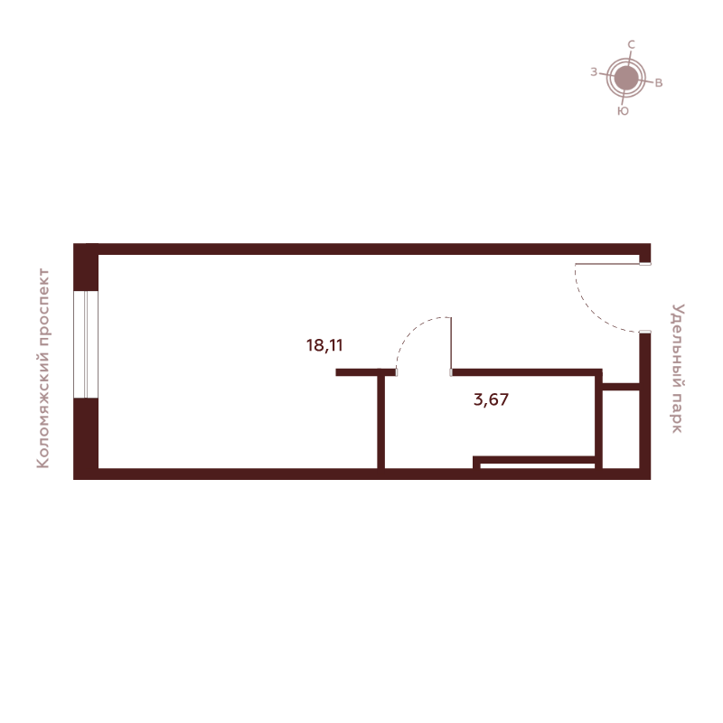 Квартира-студия, 21.78 м² в ЖК "Saan" - планировка, фото №1