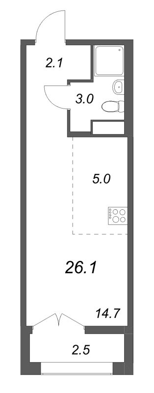 Квартира-студия, 26.1 м² в ЖК "Кронунг ЮГ" - планировка, фото №1