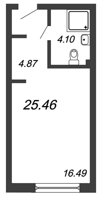 Квартира-студия, 25.46 м² - планировка, фото №1