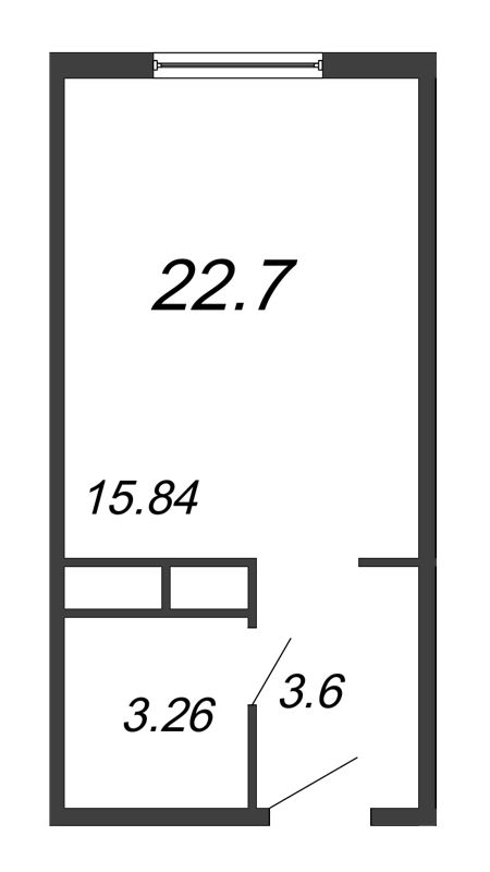 Квартира-студия, 22.7 м² - планировка, фото №1