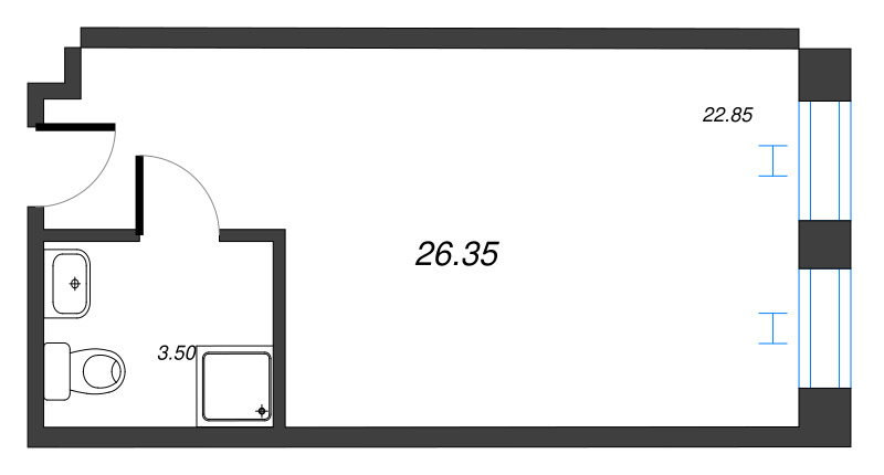 Квартира-студия, 26.94 м² в ЖК "We'll" - планировка, фото №1