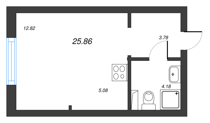 Квартира-студия, 25.86 м² - планировка, фото №1