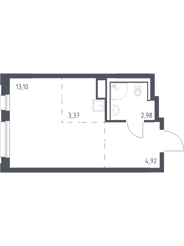 Квартира-студия, 24.37 м² в ЖК "Новые Лаврики" - планировка, фото №1