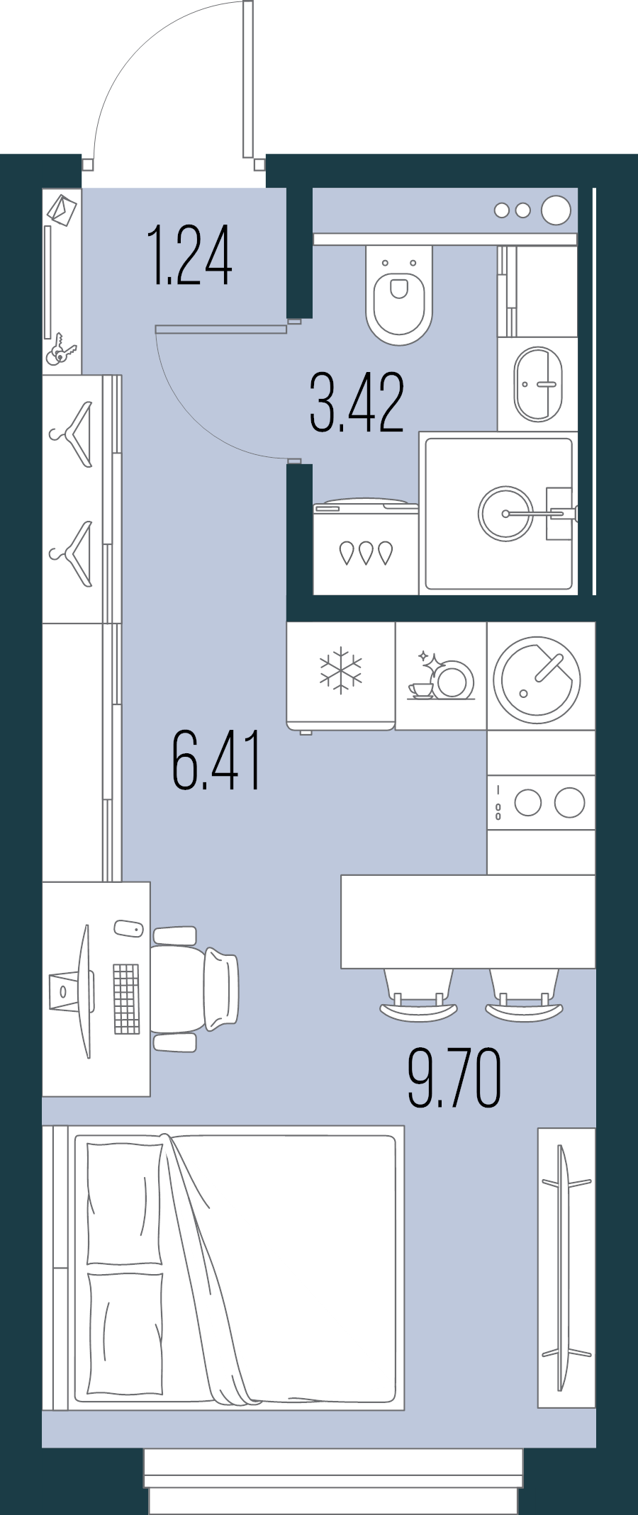Квартира-студия, 20.77 м² в ЖК "Новая Земля" - планировка, фото №1