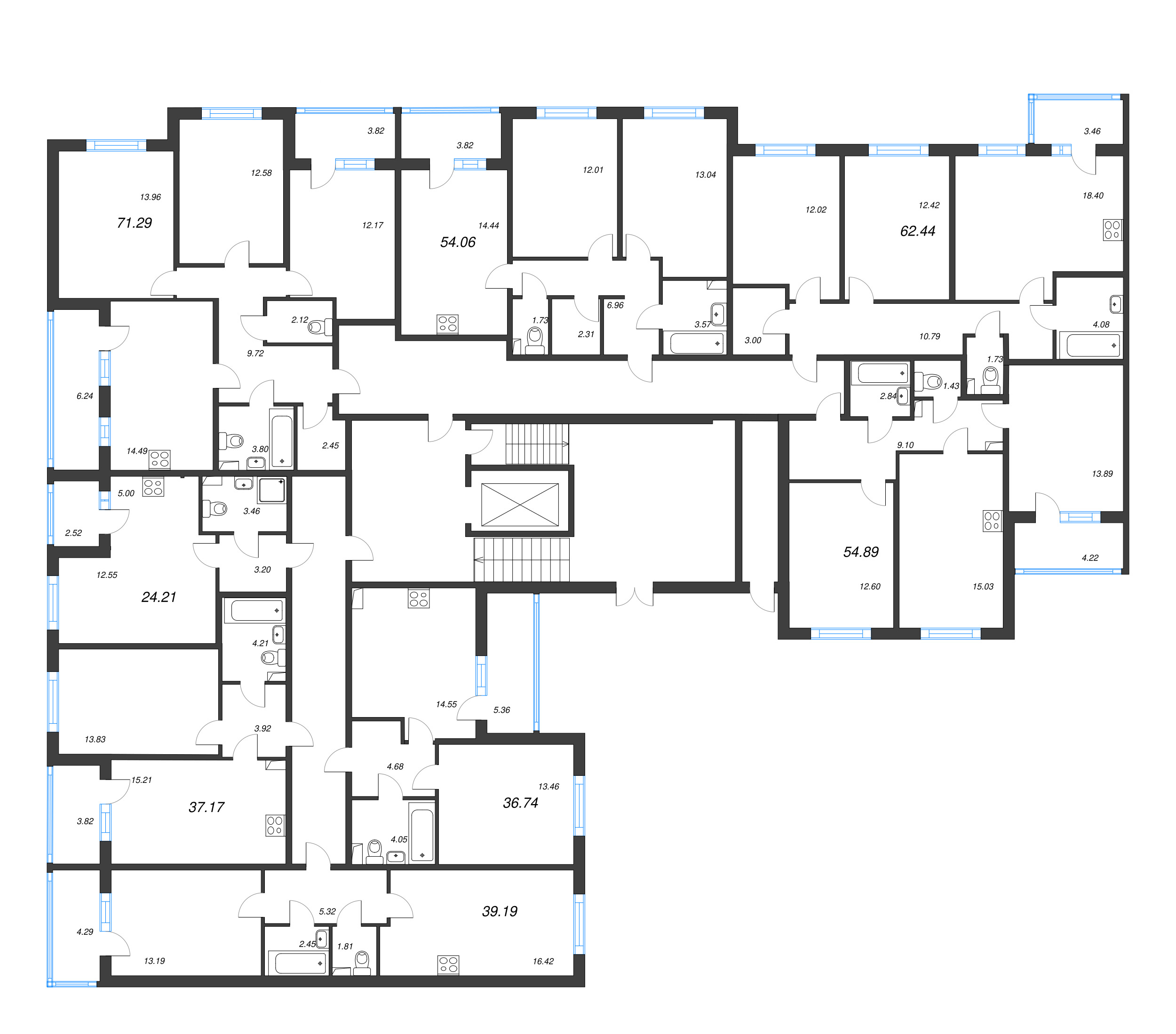 Квартира-студия, 24.21 м² в ЖК "Любоград" - планировка этажа