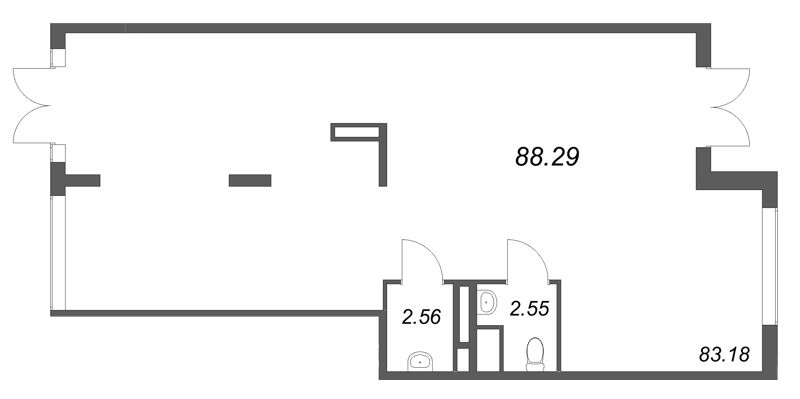 Помещение, 88.29 м² в ЖК "Ясно.Янино" - планировка, фото №1