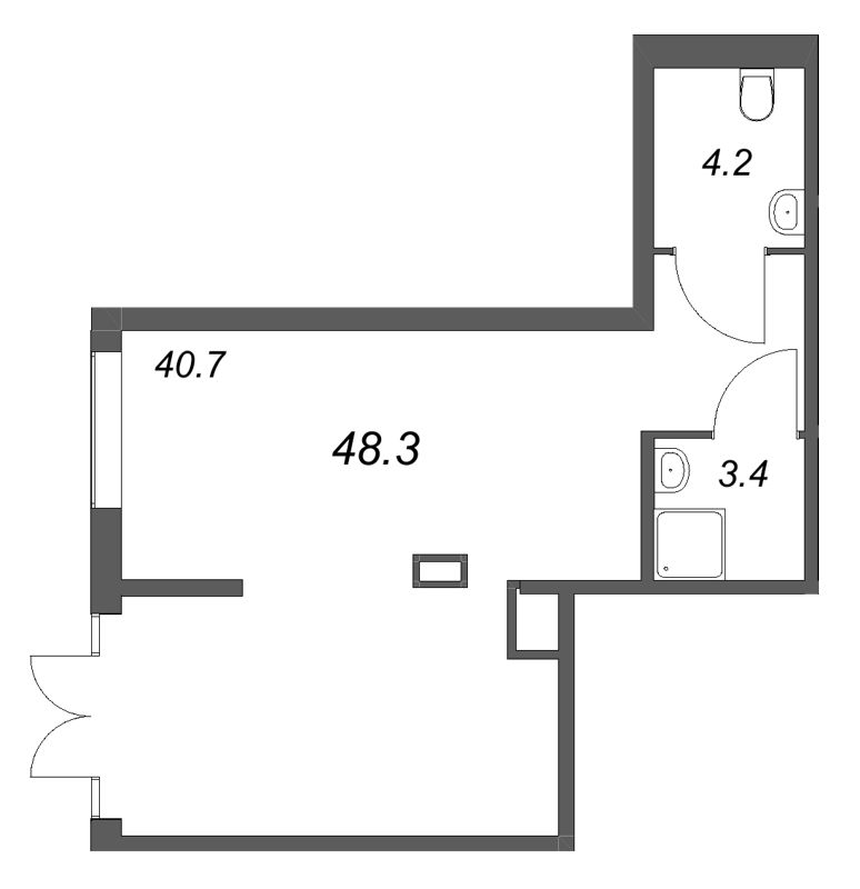 Помещение, 48.3 м² - планировка, фото №1