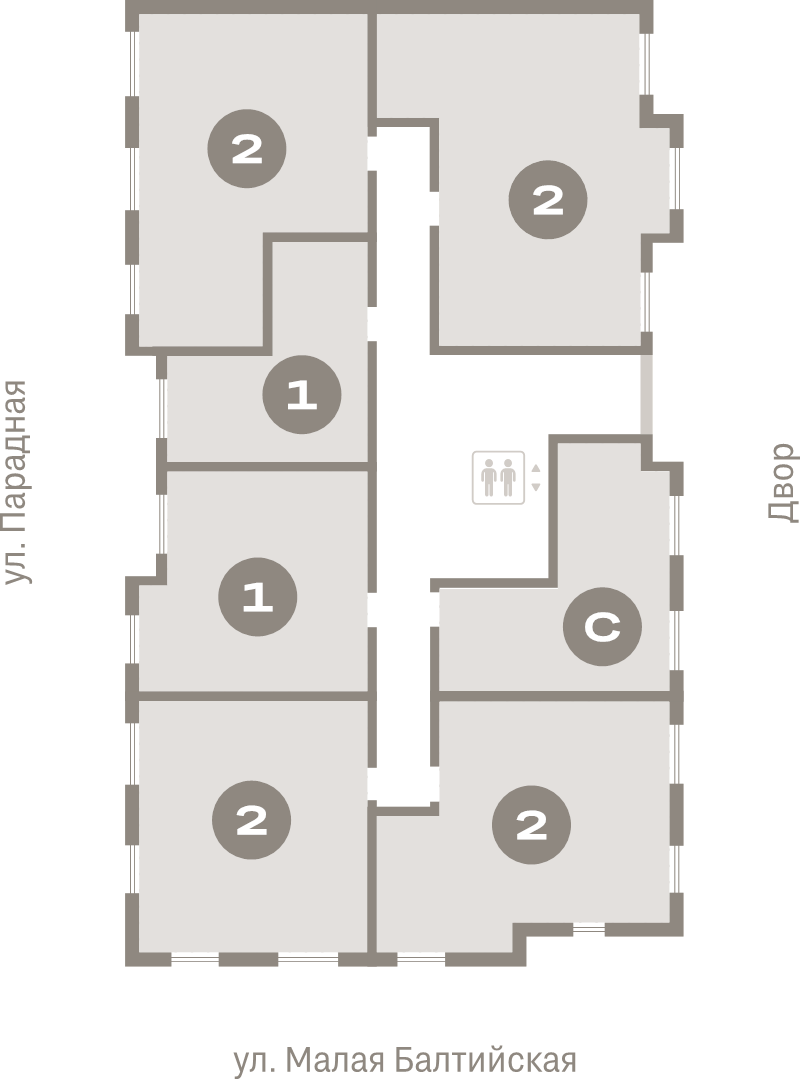 2-комнатная квартира, 48.3 м² в ЖК "Брусника в Новоселье" - планировка этажа