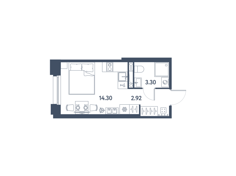 Квартира-студия, 20.52 м² - планировка, фото №1