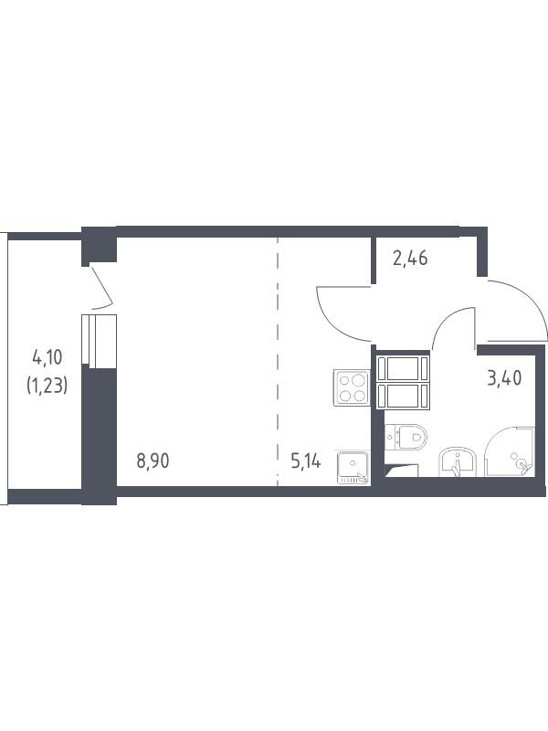 Квартира-студия, 21.13 м² - планировка, фото №1