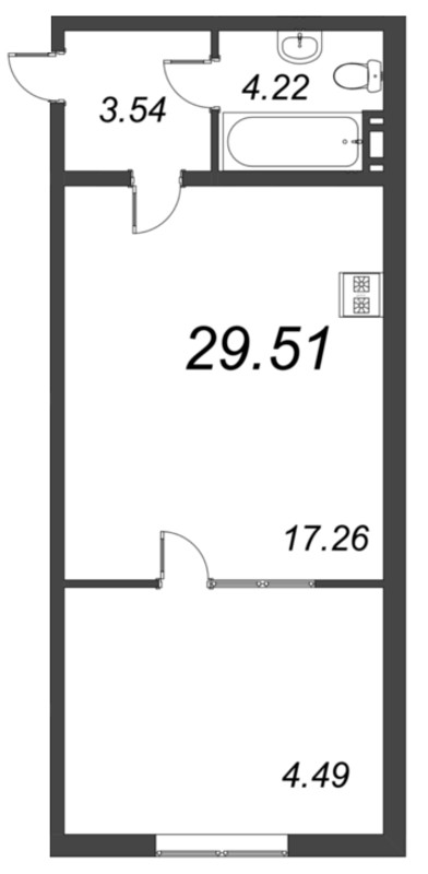 Квартира-студия, 33.8 м² в ЖК "Pixel" - планировка, фото №1