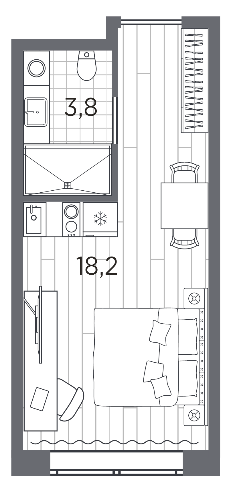 Квартира-студия, 22 м² в ЖК "Industrial Avenir" - планировка, фото №1