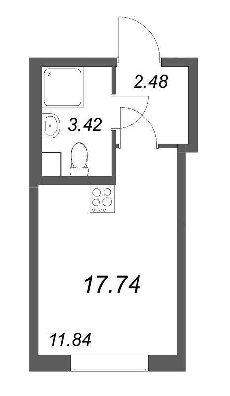 Квартира-студия, 17.74 м² в ЖК "Кинопарк" - планировка, фото №1