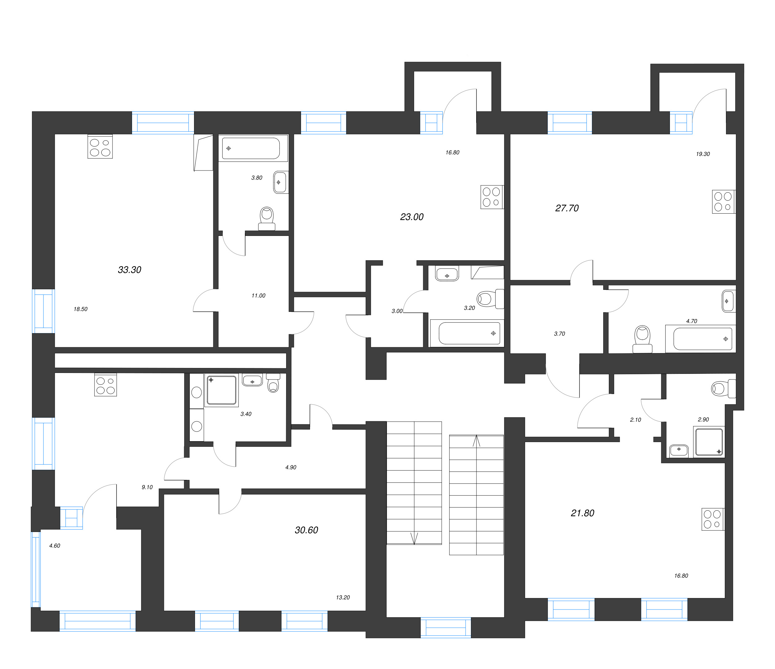 Квартира-студия, 27.6 м² в ЖК "Крона" - планировка этажа
