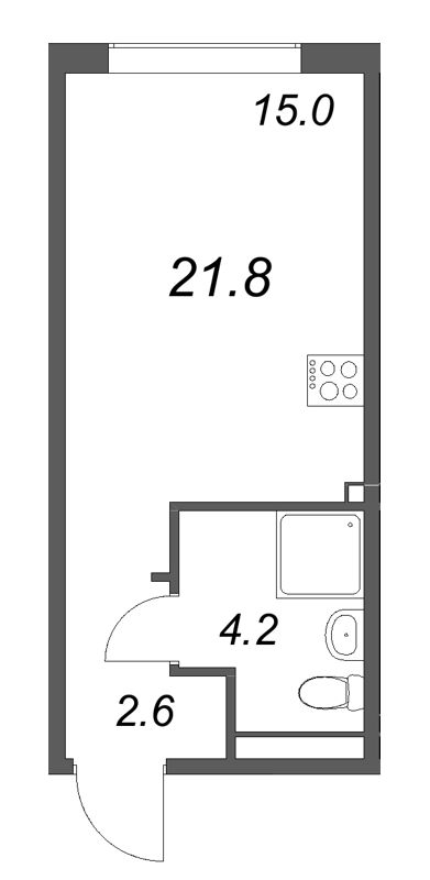 Квартира-студия, 21.8 м² в ЖК "Пулково Лейк" - планировка, фото №1