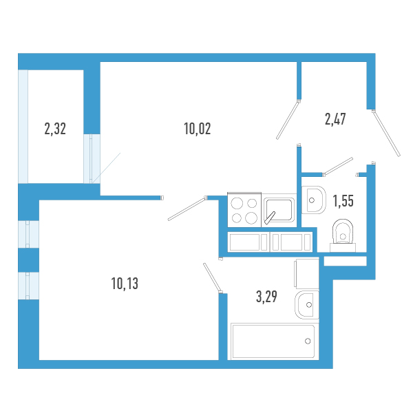 1-комнатная квартира, 28.62 м² в ЖК "AEROCITY" - планировка, фото №1