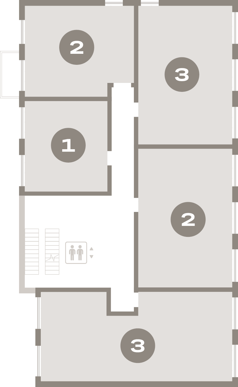 3-комнатная (Евро) квартира, 63.7 м² в ЖК "Северный ветер" - планировка этажа