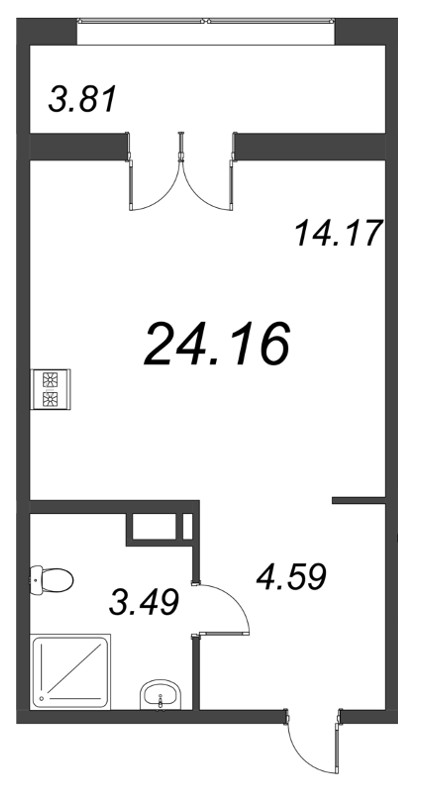 Квартира-студия, 24.16 м² в ЖК "Рождественский квартал" - планировка, фото №1
