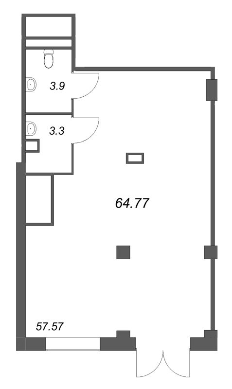 Помещение, 64.77 м² в ЖК "Дом на Курской" - планировка, фото №1