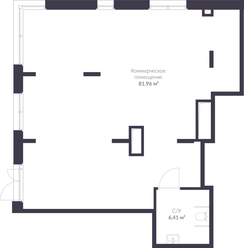 Помещение, 88.37 м² в ЖК "VEREN NORT сертолово" - планировка, фото №1