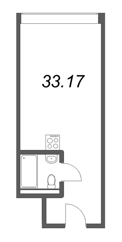 Квартира-студия, 33.17 м² в ЖК "Well Московский" - планировка, фото №1