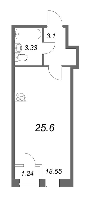 Квартира-студия, 24.1 м² - планировка, фото №1