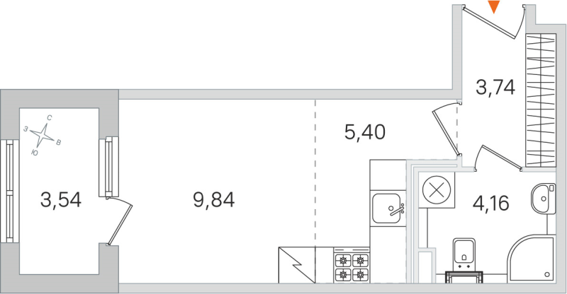 Квартира-студия, 23.14 м² в ЖК "Дубровский" - планировка, фото №1