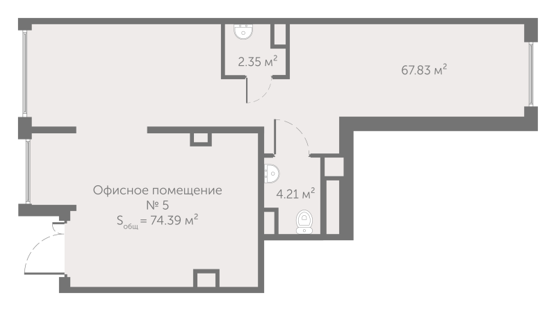 Помещение, 74.39 м² в ЖК "UP-квартал Новый Московский" - планировка, фото №1