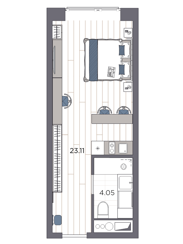 Квартира-студия, 27.16 м² - планировка, фото №1