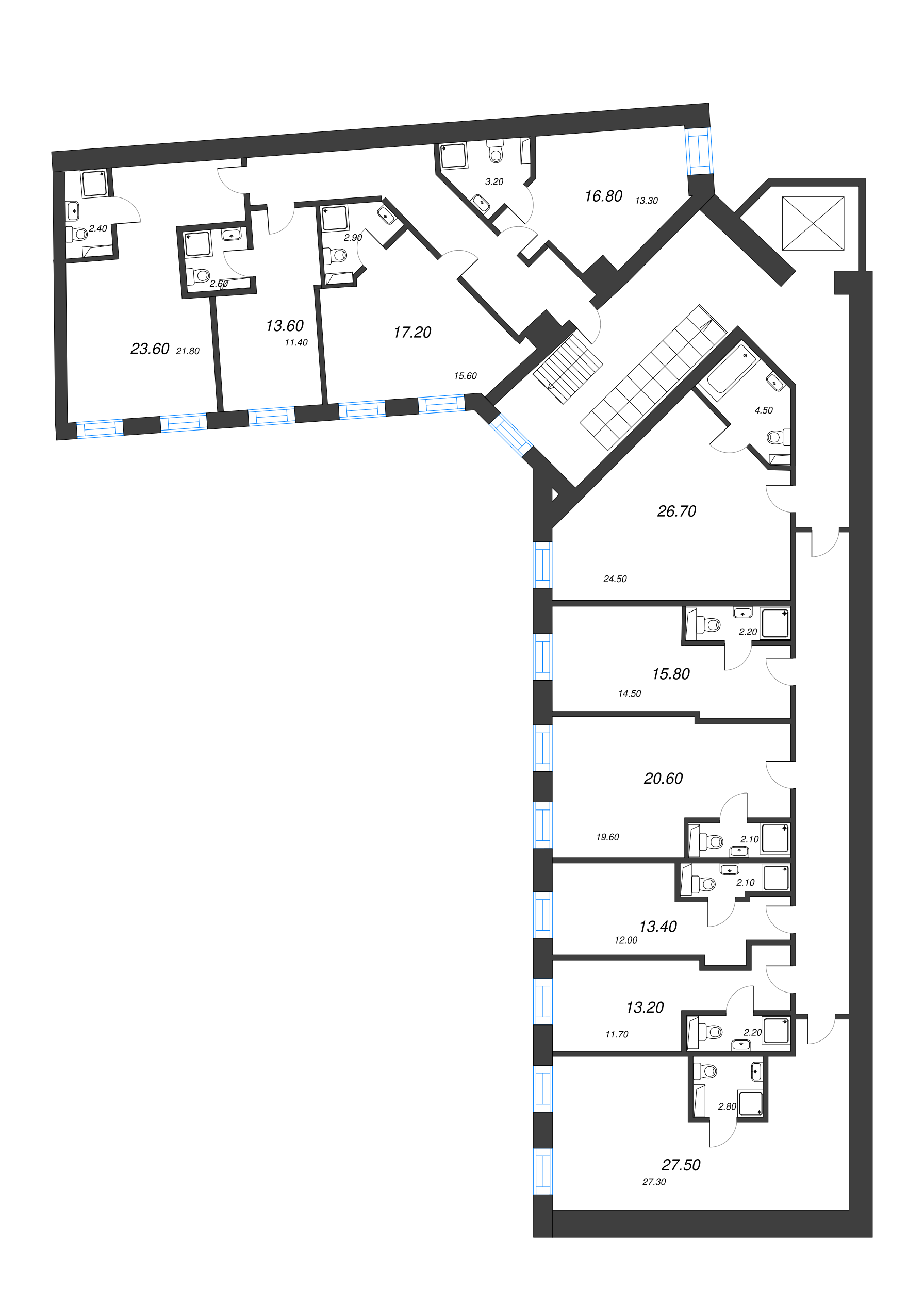 Квартира-студия, 24.5 м² в ЖК "UNO" - планировка этажа