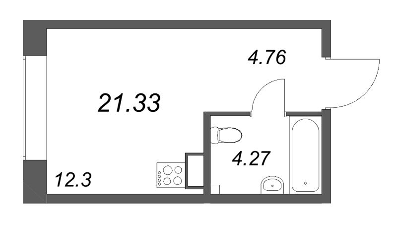 Квартира-студия, 21.33 м² в ЖК "Аквилон Солар Парк" - планировка, фото №1