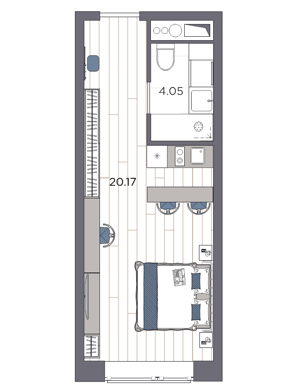 Квартира-студия, 27.16 м² в ЖК "Ladozhsky AVENIR" - планировка, фото №1